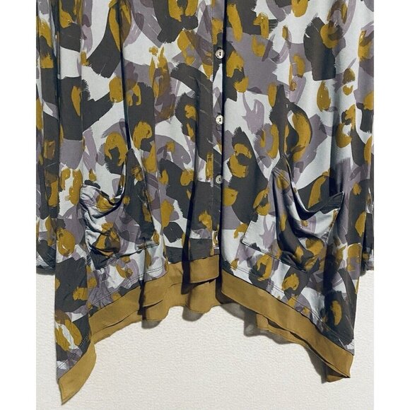 LOGO Lori Goldstein Top Womens XL Purple Artsy Boho Button Up Cardigan Stretchy - Picture 4 of 9